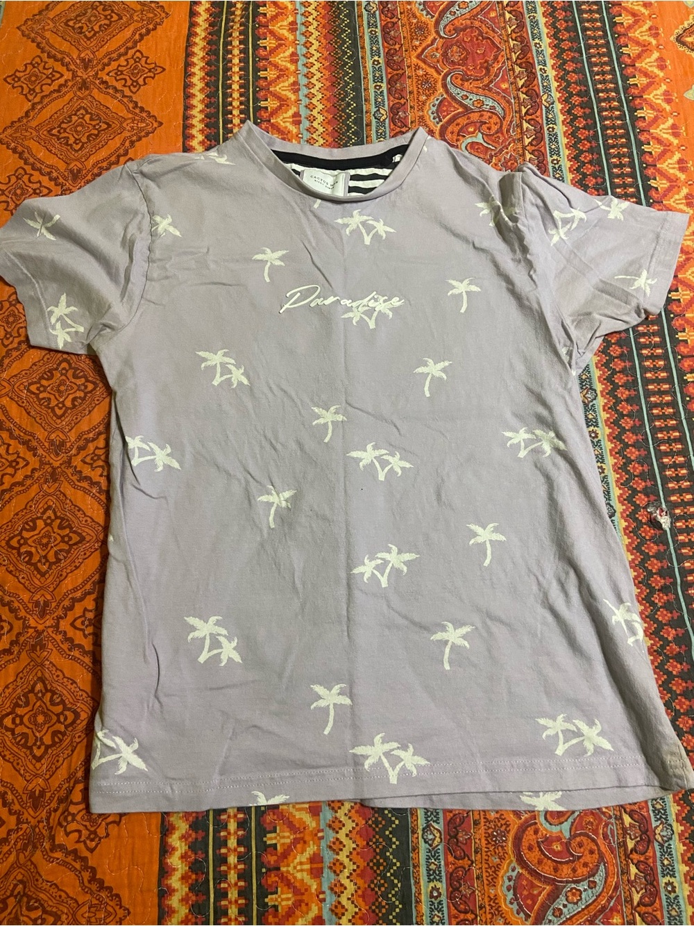 Paradise Men’s Palm-Print T-Shirt in Light Lavender